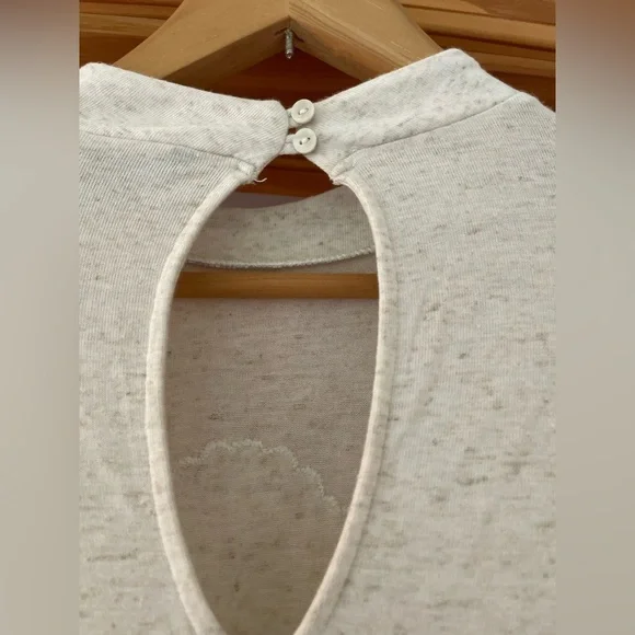 American Eagle Linen Blend Cottage Core Cream Crochet Overlay Keyhole Back Top - Picture 3 of 7